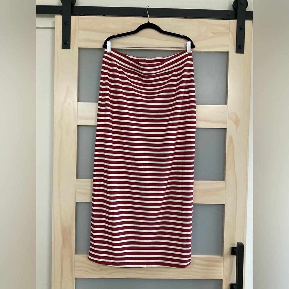 OFFLINE by Aerie Ribbed Striped Midi Skirt | Red & Ivory | XL | NWOT
